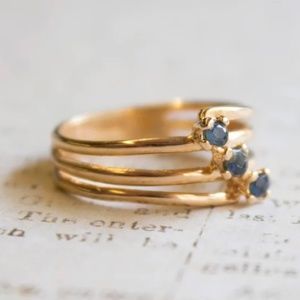 Dainty Vintage Genuine Sapphire Ring Real 18k Gold Plated Stackable size 6